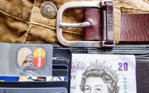 A detailed image of a wallet containing credit cards, a leather belt, and currency, emphasizing personal finance.